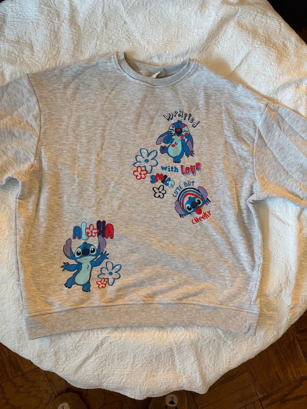 Disney Stitch light gray sweatshirt, Size Medium, GUC